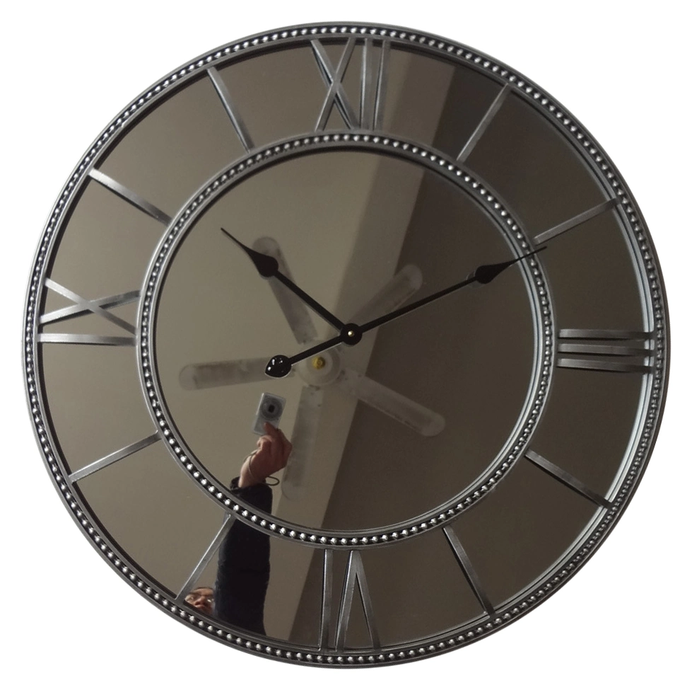 Iron Case Home Decor with Mirror Function Roman Numbers Iron & Mirror Wall Clock