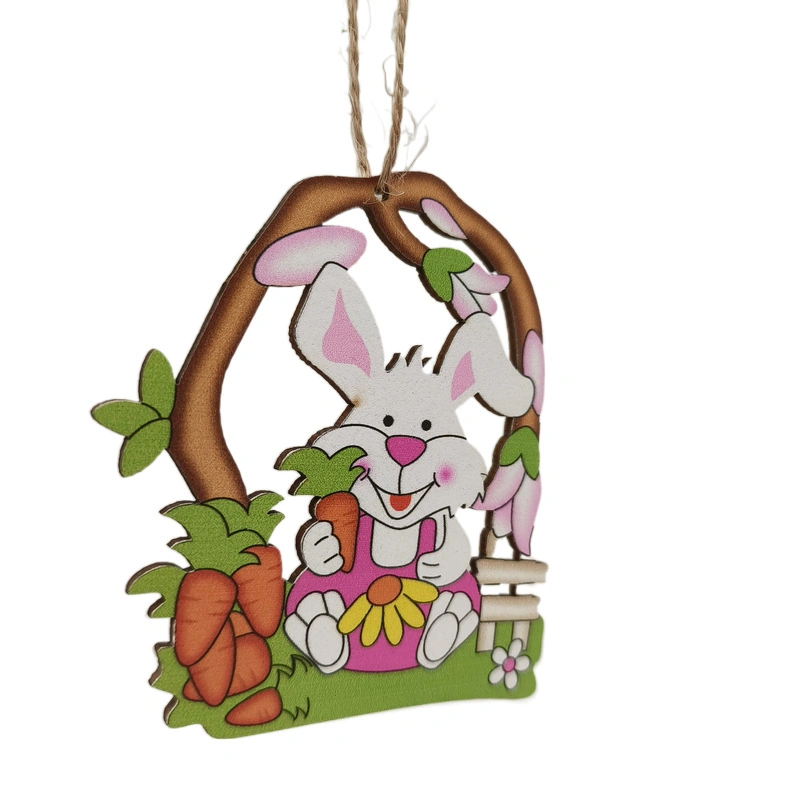 Easter Wooden Craft Door Hanging Easter Egg Home Decor Wood Bunny Decoration